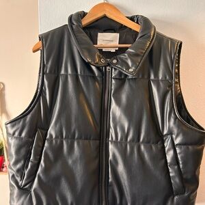 By Anthropologie Faux-Leather Puffer Vest